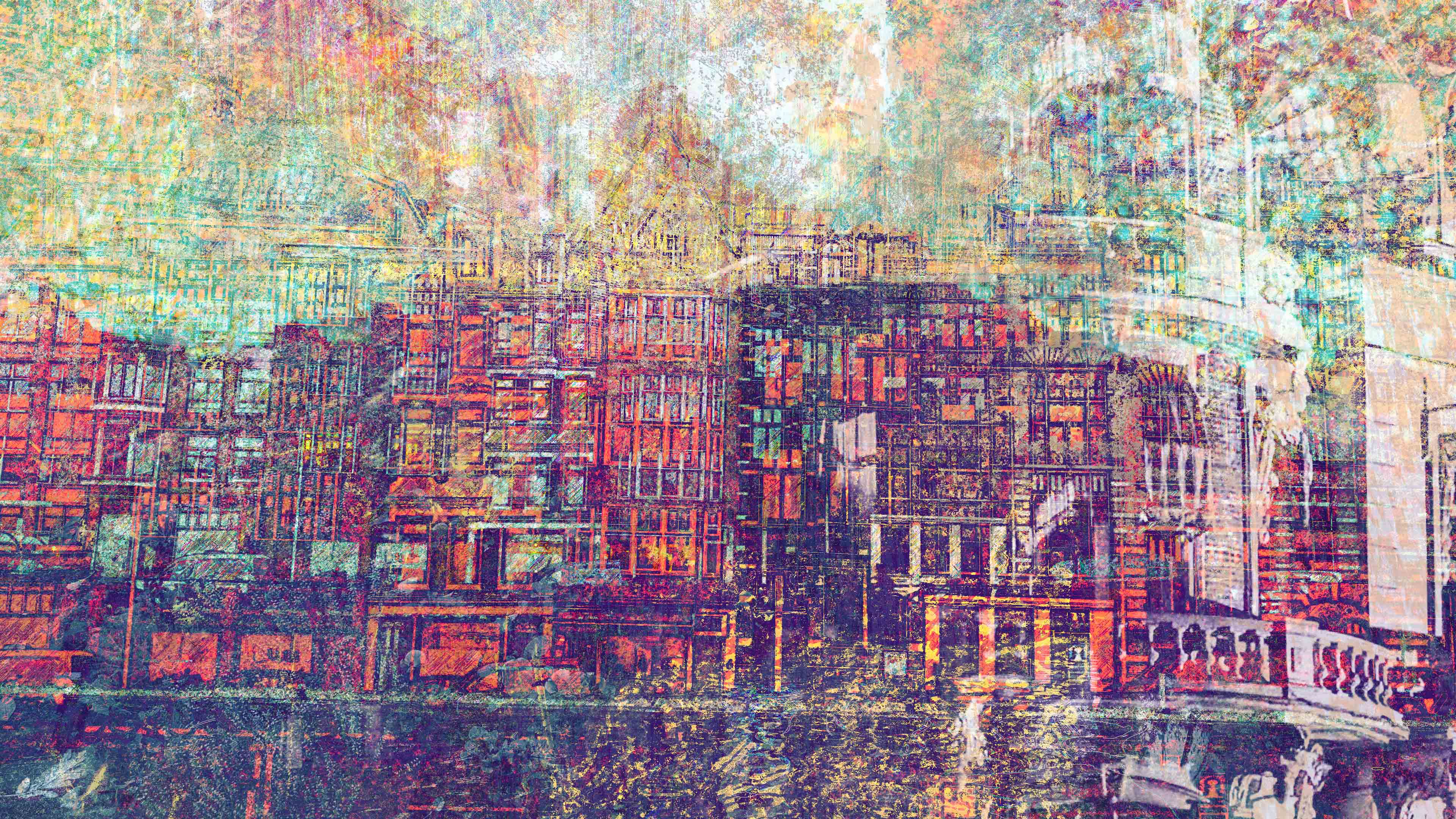 An impressionistic scene from every canal in Amsterdam